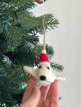 Felt Mini Seal Ornament with Christmas Hat
