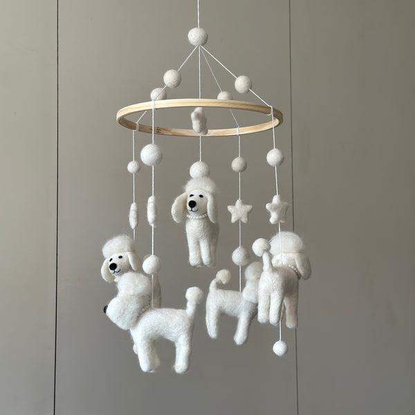 Felt Baby Mobile - White Poodle