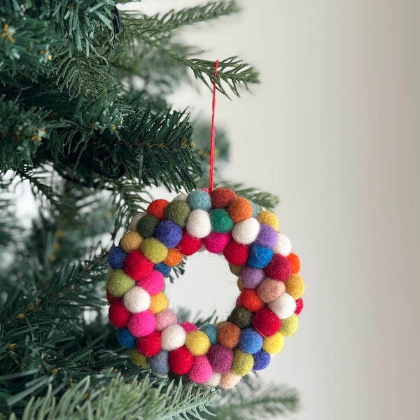 Felt Ornament - Mini Pompom Pompom Wreath