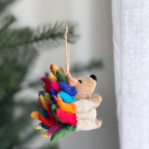 Rainbow Hedgehog Ornament