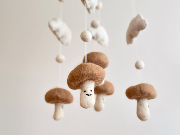 Felt Baby Mobile - Smiley Mushroom