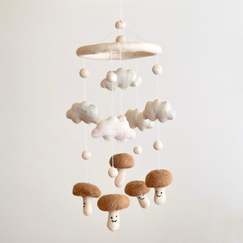 Felt Baby Mobile - Smiley Mushroom