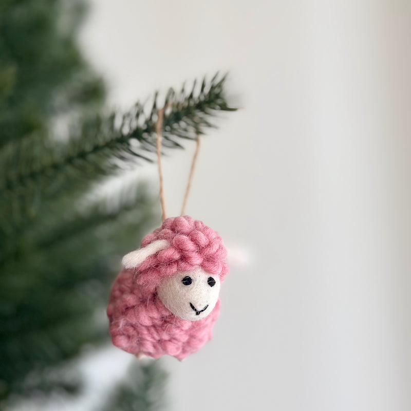 Felt Mini Fluffy Sheep Ornament - Pastel Tone