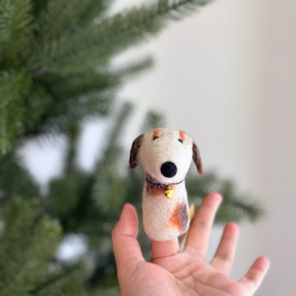 Calico Dog Finger Puppet - Ganapati Crafts Co.
