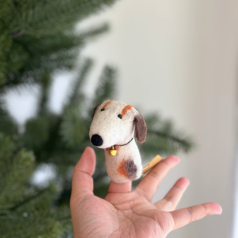 Calico Dog Finger Puppet