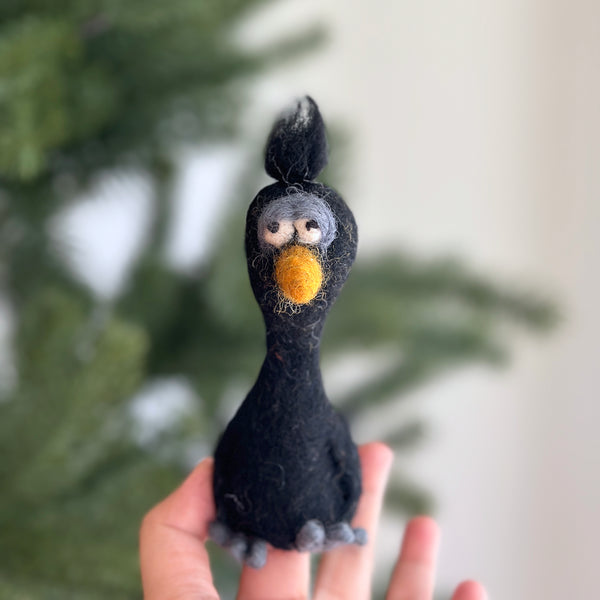 Black Sloppy Bird Finger Puppet