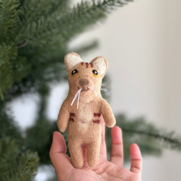 Felt Finger Puppet - Beige Tabby