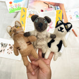 Felt Finger Puppets Set of 3 - Adorable Feline Companions: Siamese, Ginger, and Tuxedo Cats