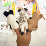 Felt Finger Puppets Set of 3 - Adorable Feline Companions: Siamese, Ginger, and Tuxedo Cats