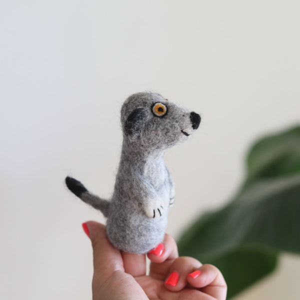 Gray Meerkat Finger Puppet