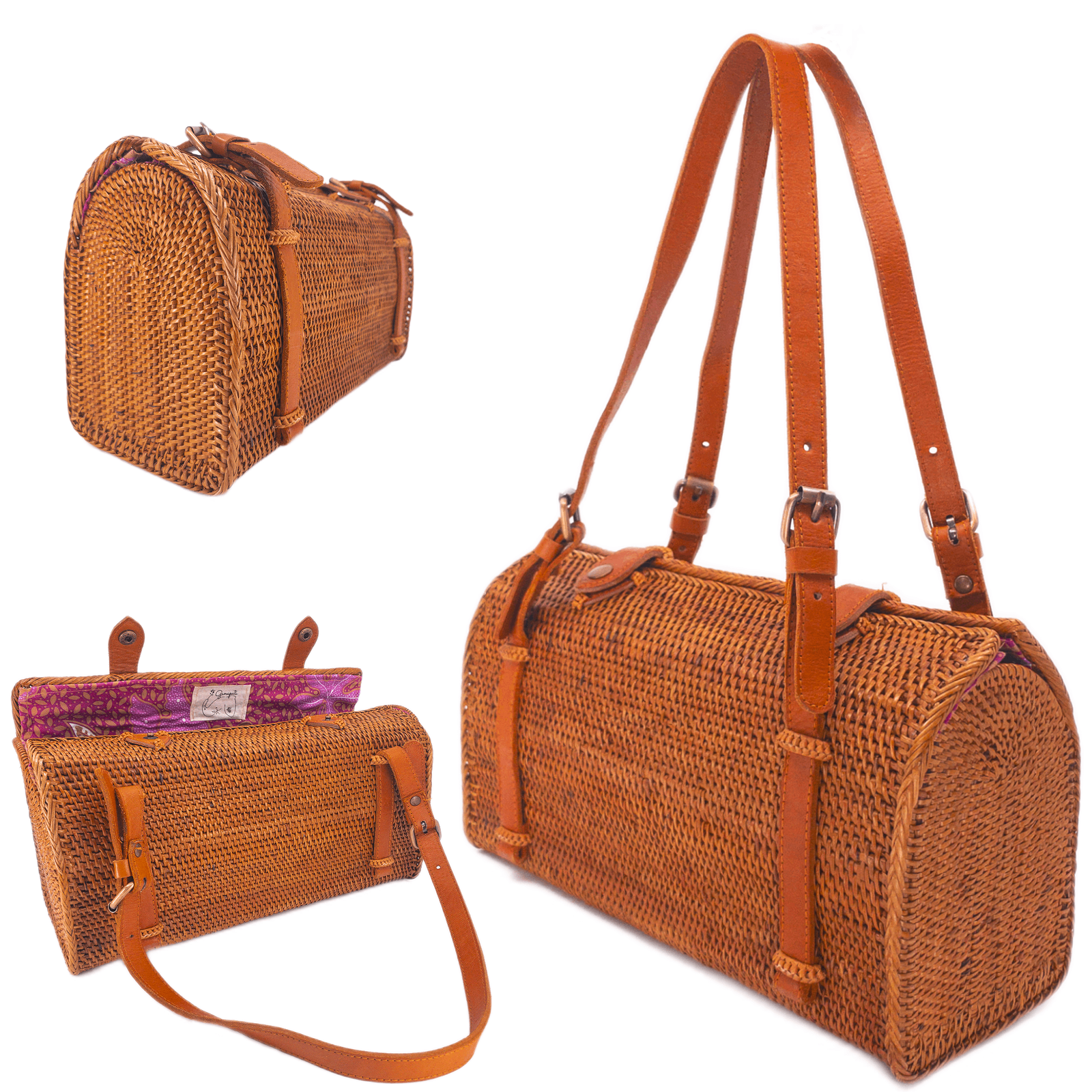 ブルレア Leather trimmed rattan bucketbag ブルレア Leather trimmed rattan bucketbag（77 Versatile