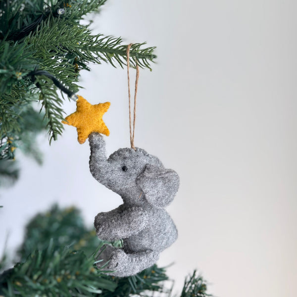 Felt Ornament - Elephant with Star