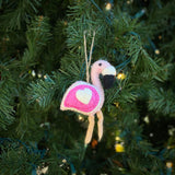 Felt Ornament - Flamingo with Heart