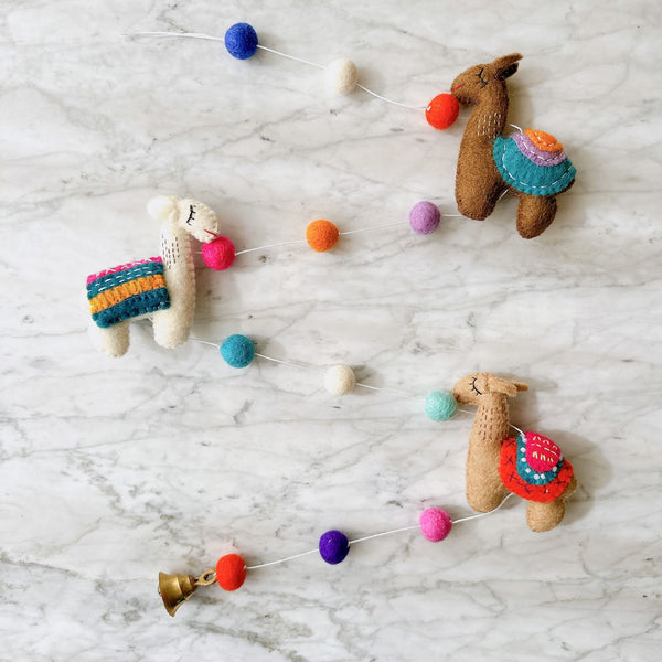 Best Kids Room Garland: Llamas / Multi-colors Garland, Designed and Handmade by Ganapati Crafts Co.
