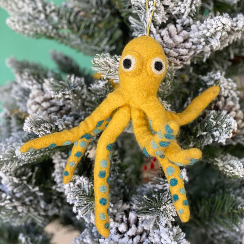 Felt Ornament - Octopus / Yellow