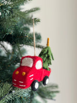 Felt Pickup Truck with Christmas Tree Ornament, Christmas Farm, Christmas Decoration, Tree Hanging Decoration