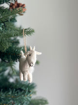 Felt Goat Ornament with Hemp string attached, Felt Christmas Ornament, Biodegradable, Farm animal ornament