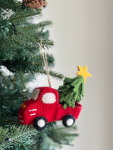 Felt Pickup Truck with Christmas Tree Ornament, Christmas Farm, Christmas Decoration, Tree Hanging Decoration