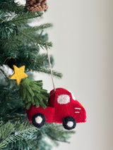 Felt Pickup Truck with Christmas Tree Ornament, Christmas Farm, Christmas Decoration, Tree Hanging Decoration