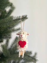 Felt Sheep Holding Heart Ornament, Easter Decoration, Jute Thread String, Biodegradable ornaments, Tree Hanging Decorations, Counting Sheep