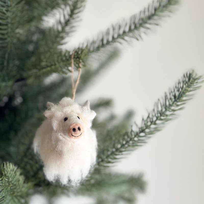 Needle Felted Highland Cow Ornament - Fair Trade Ornament