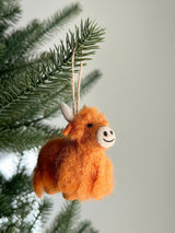 Needle Felted Highland Cow Ornament - Fair Trade Ornament