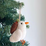 Felt Dove Carrying Carrot, Hemp String Attached, Wool Felt Christmas Ornament, Biodegradable Ornaments, Holiday ornaments