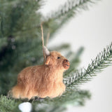 Needle Felted Highland Cow Ornament - Fair Trade Ornament