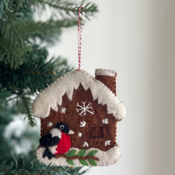 Gingerbread House with Woodpecker Ornament