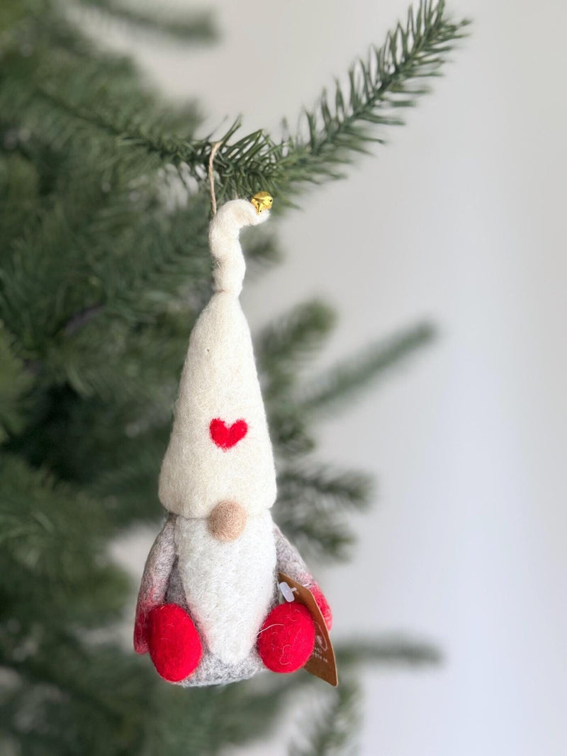 Felt gnome with love ornament