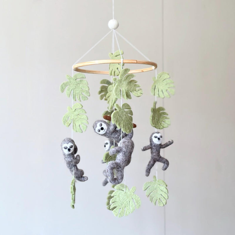 Sloth Baby Mobile, Wooden Frame Crib Mobile, Baby Room Decor, Baby Shower's Gift, Unique Nursery Gift