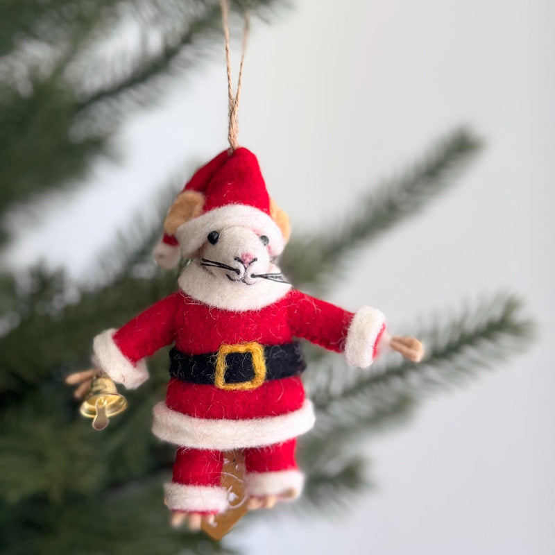 Felt Santa Mouse Ornament, Felt Mice Miniature, Collectible Mouse, Felt Toy, Pretend Play, Gifts For Kids, Christmas Stocking Stuffers