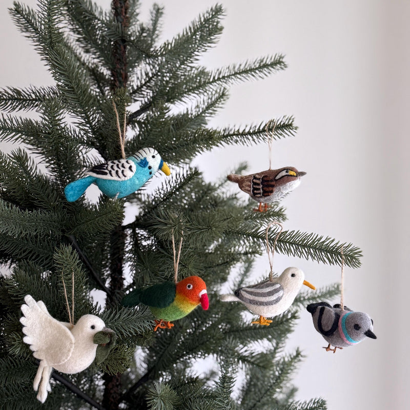 Pigeon Felt Ornament – Handmade Wool Felt Bird Christmas Tree Decoration, City Pigeon Ornament, Bird Lover Gift