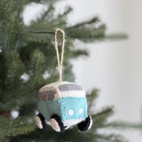 Felt Blue Camper Van Ornament – Retro Wool Felt Christmas Ornament, VW Bus Decor, Eco-Friendly Travel Gift for Him or Her