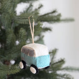 Felt Blue Camper Van Ornament – Retro Wool Felt Christmas Ornament, VW Bus Decor, Eco-Friendly Travel Gift for Him or Her