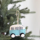 Felt Blue Camper Van Ornament – Retro Wool Felt Christmas Ornament, VW Bus Decor, Eco-Friendly Travel Gift for Him or Her