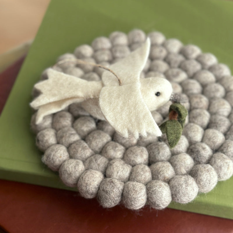 Felt Ornament - Dove with Olive Twig