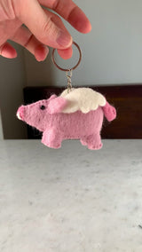 Felt Keychain - Flying Pig