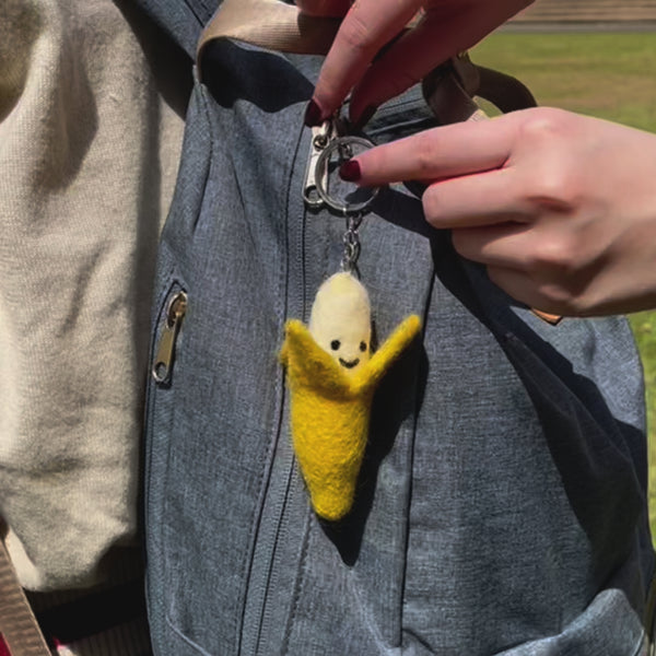 Felt Keychain - Smiling Banana