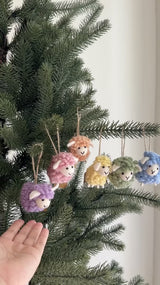 Felt Mini Fluffy Sheep Ornament Set of 6 - Pastel Tone