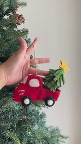 Felt Pickup Truck with Christmas Tree Ornament