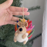 Rainbow Hedgehog Ornament