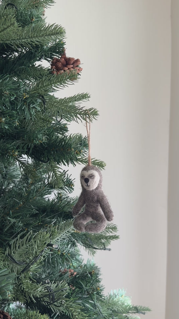 Felt Yoga Sloth Ornament