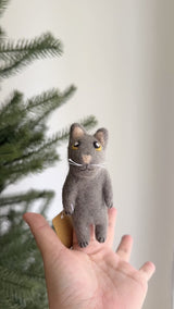 Felt Finger Puppet: Gray Cat