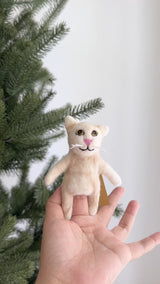 Felt Finger Puppet - White Siamese Cat