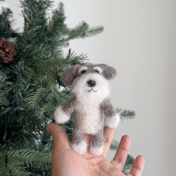 Felt Finger Puppet: Schnauzer Dog