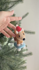 Corgi on a Skateboard Ornament