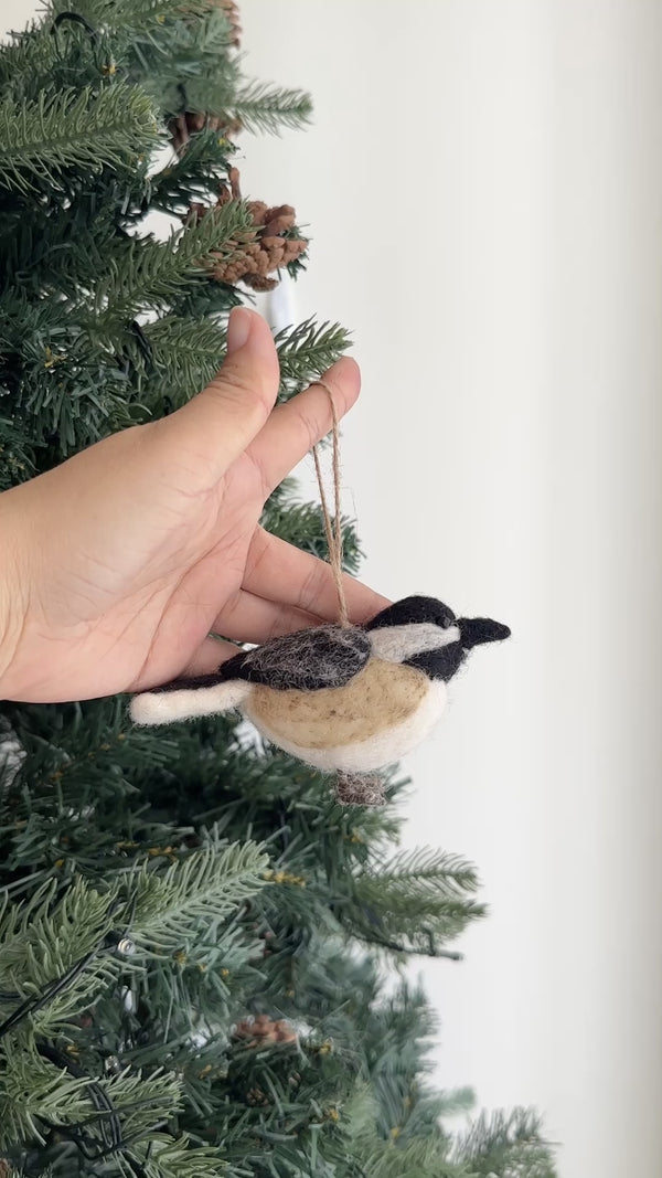 Felt Ornament - Needle Felted Chickadee