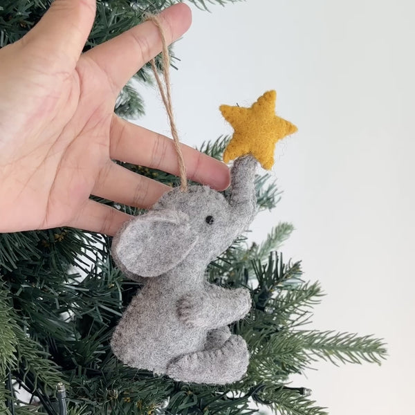 Felt Ornament - Elephant with Star