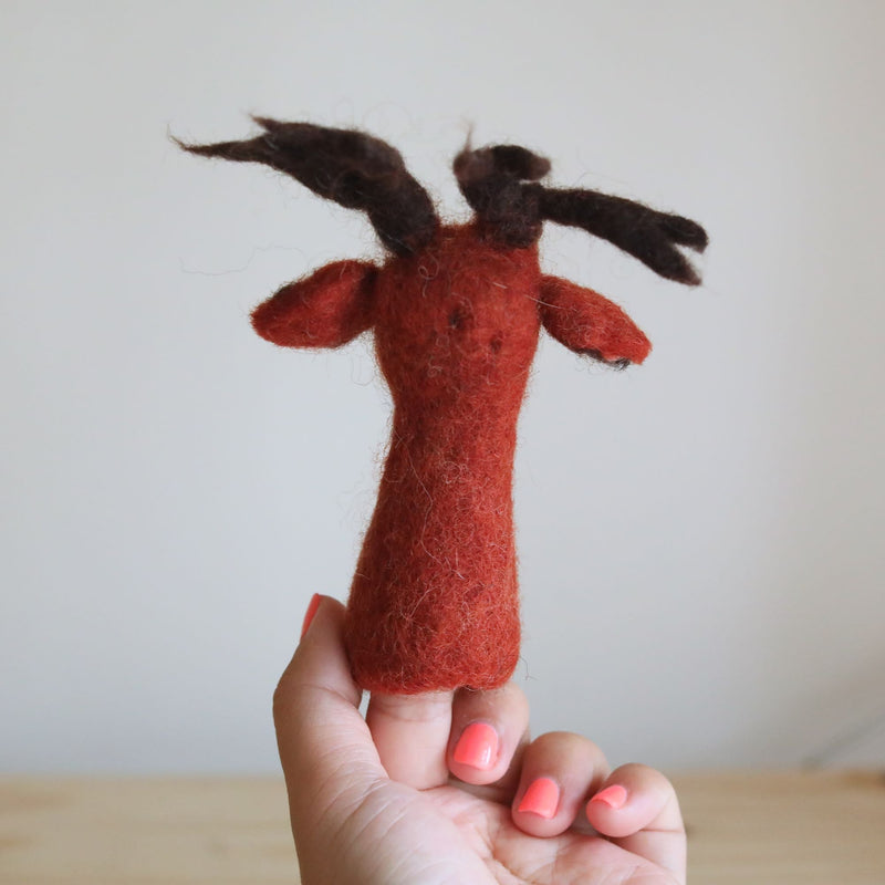 Red Reindeer Finger Puppet